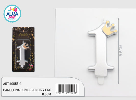 candelina argento con coroncina oro 1