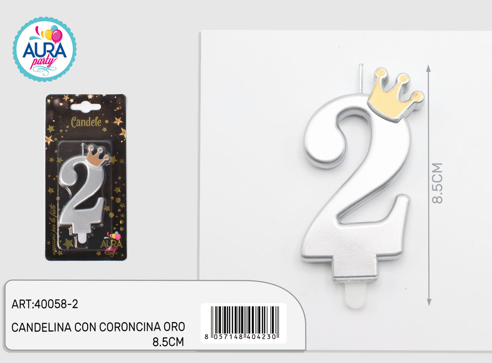 candelina argento con coroncina oro 2