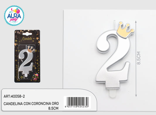 candelina argento con coroncina oro 2