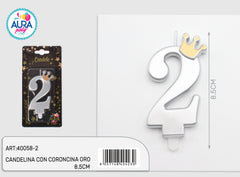 candelina argento con coroncina oro 2