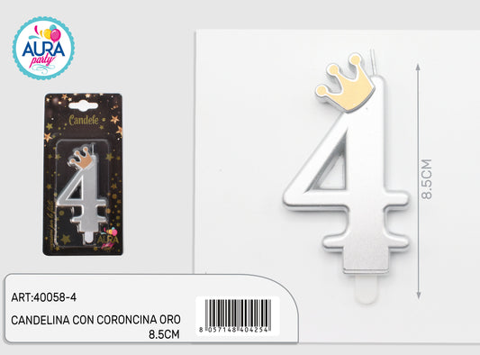 candelina argento con coroncina oro 4