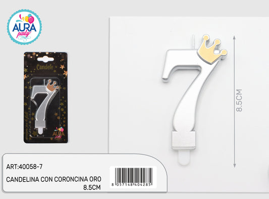candelina argento con coroncina oro 7