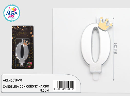 candelina argento con coroncina oro 0
