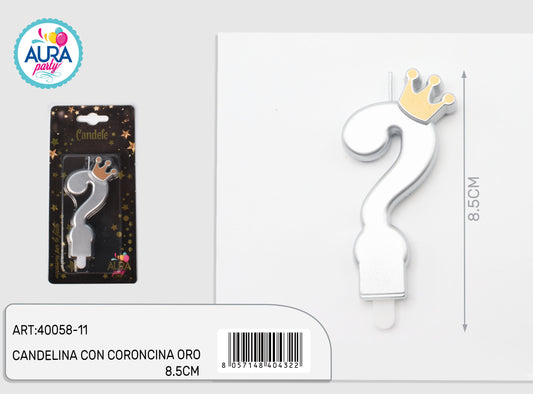 candelina argento con coroncina oro ?