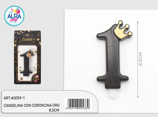 candelina nera con coroncina oro 1