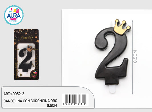 candelina nera con coroncina oro 2