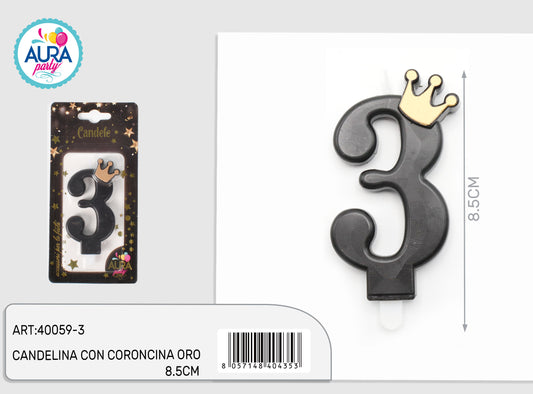candelina nera con coroncina oro 3