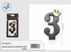 black candle with gold crown 3