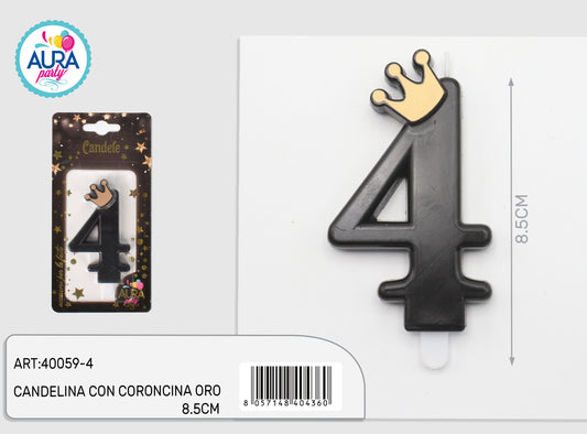 candelina nera con coroncina oro 4