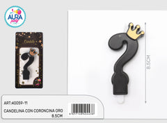 black candle with gold crown?