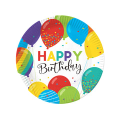 8 multicoloured 20cm happy birthday plates