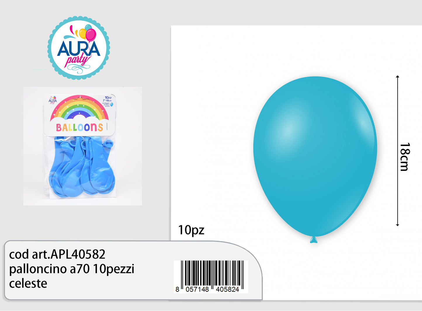 palloncino a70 10pezzi celeste