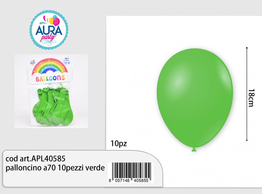 Palloncino 7inch/19cm 10pezzi verde