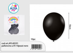 Palloncino 7inch/19cm 10pezzi nero