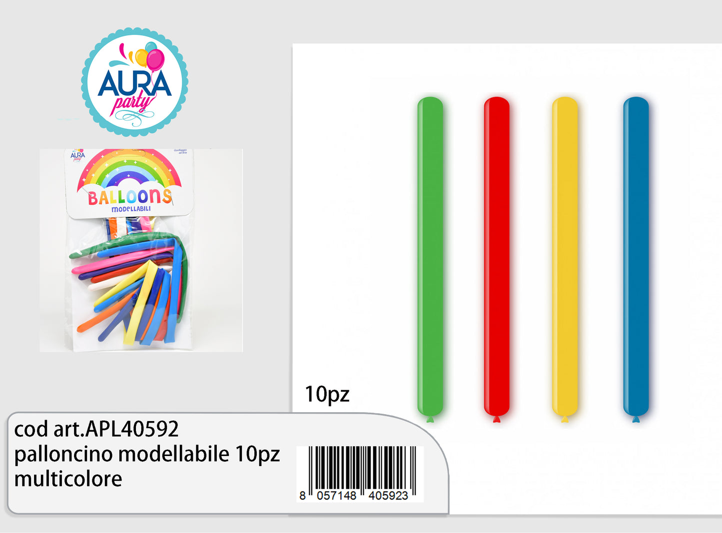 palloncino modellabile 10pz multicolore