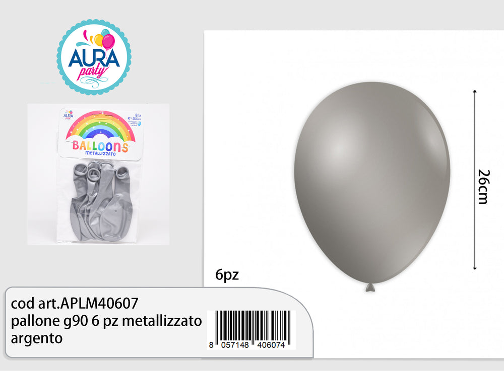 G90 ball 6 pcs metallic silver