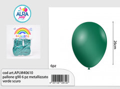 pallone g90 6 pz metallizzato verde scuro
