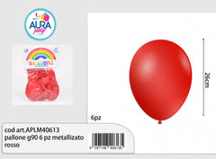 pallone g90 6 pz metallizato rosso