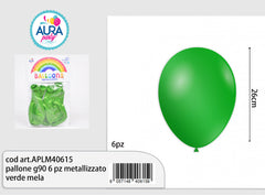 pallone g90 6 pz metallizzato verde mela