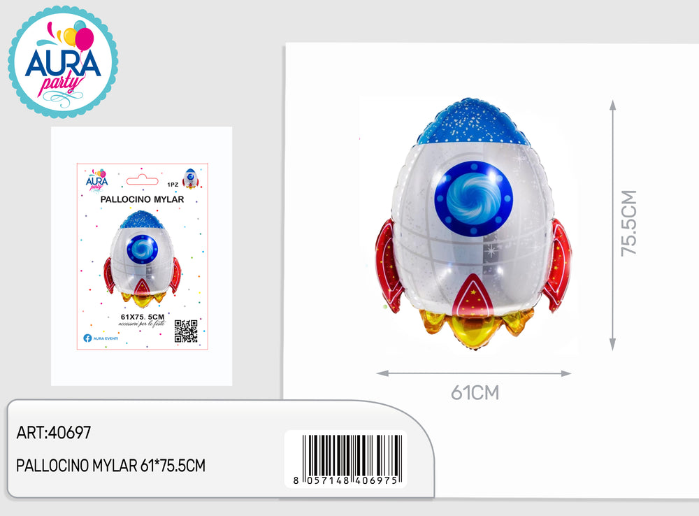 61x75.5cm space rocket foil balloon