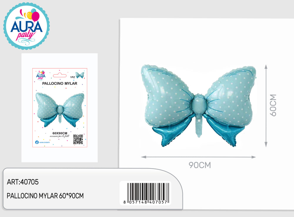 60x90cm light blue bow foil balloon