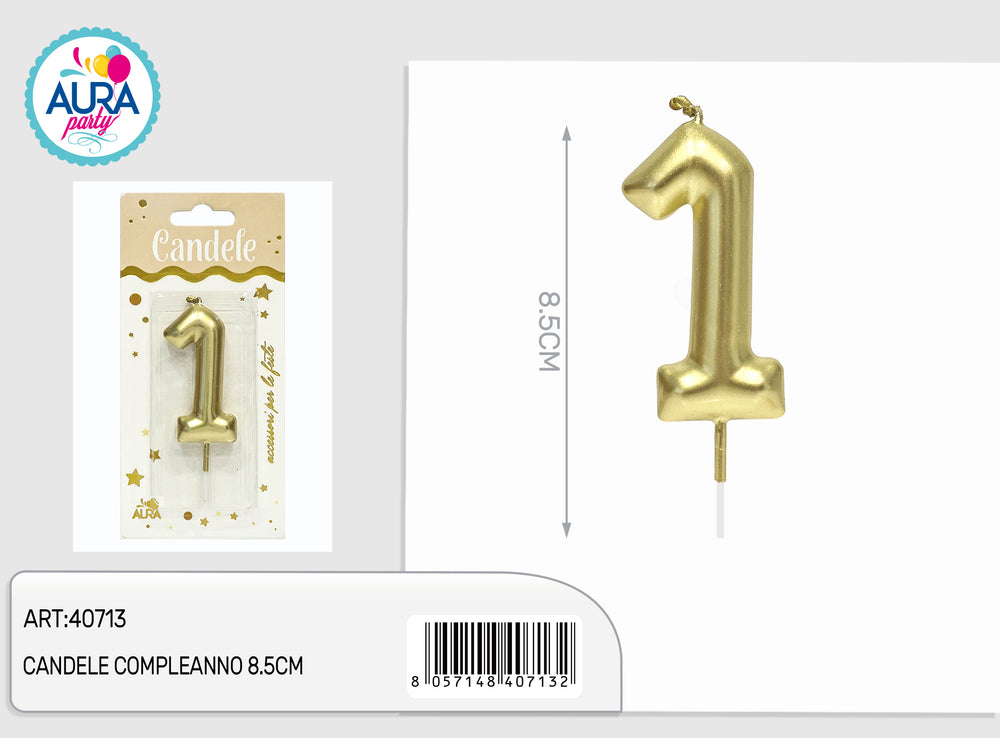 8.5cm gold birthday candles 1