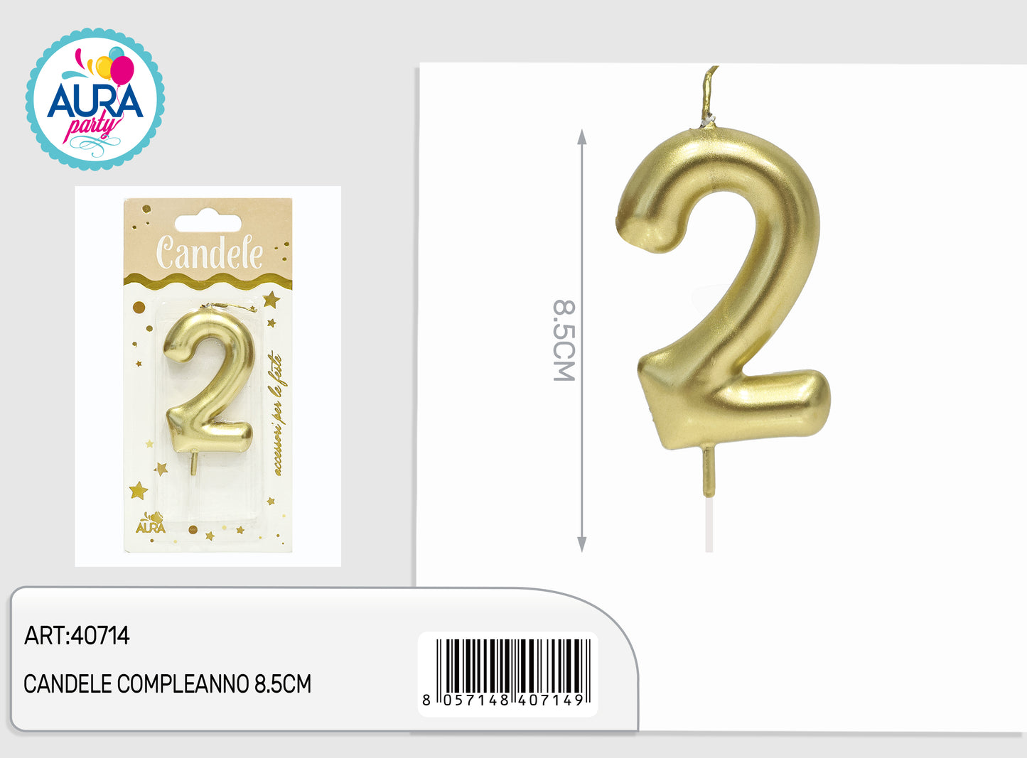 candele compleanno 8.5cm oro 2