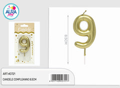 candele compleanno 8.5cm oro 9