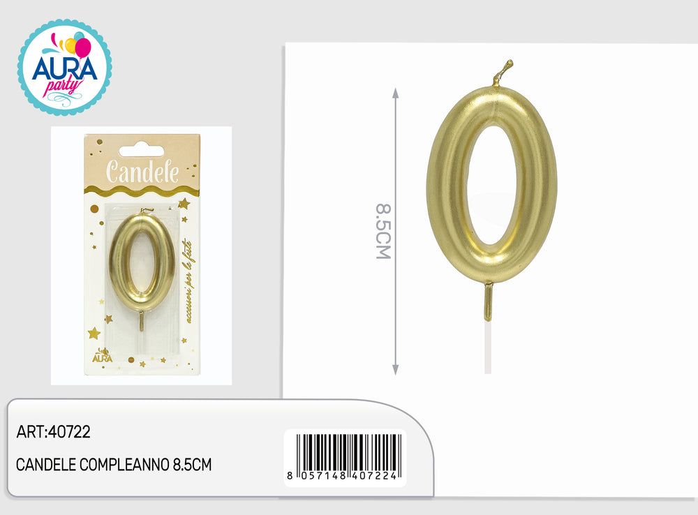 8.5cm gold birthday candles 0