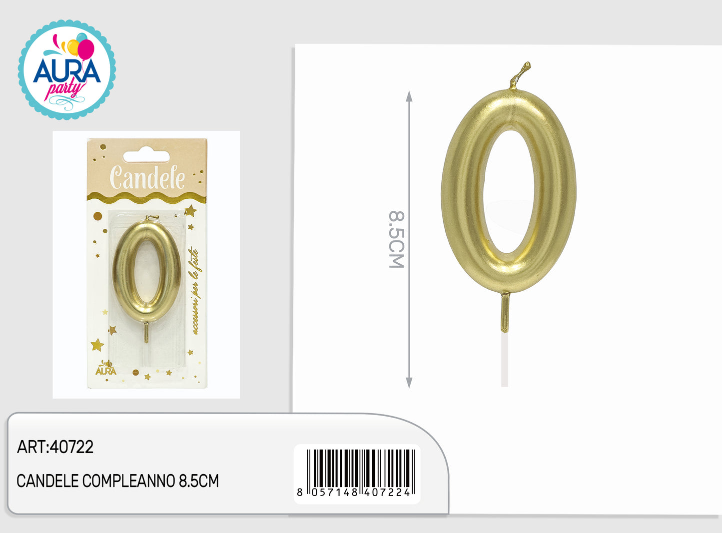 candele compleanno 8.5cm oro 0