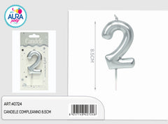 candele compleanno 8.5cm argento 2