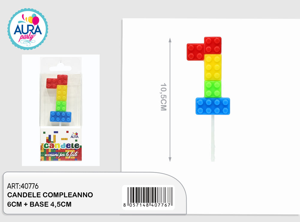 candele compleanno 1 multicolore 12,5cm