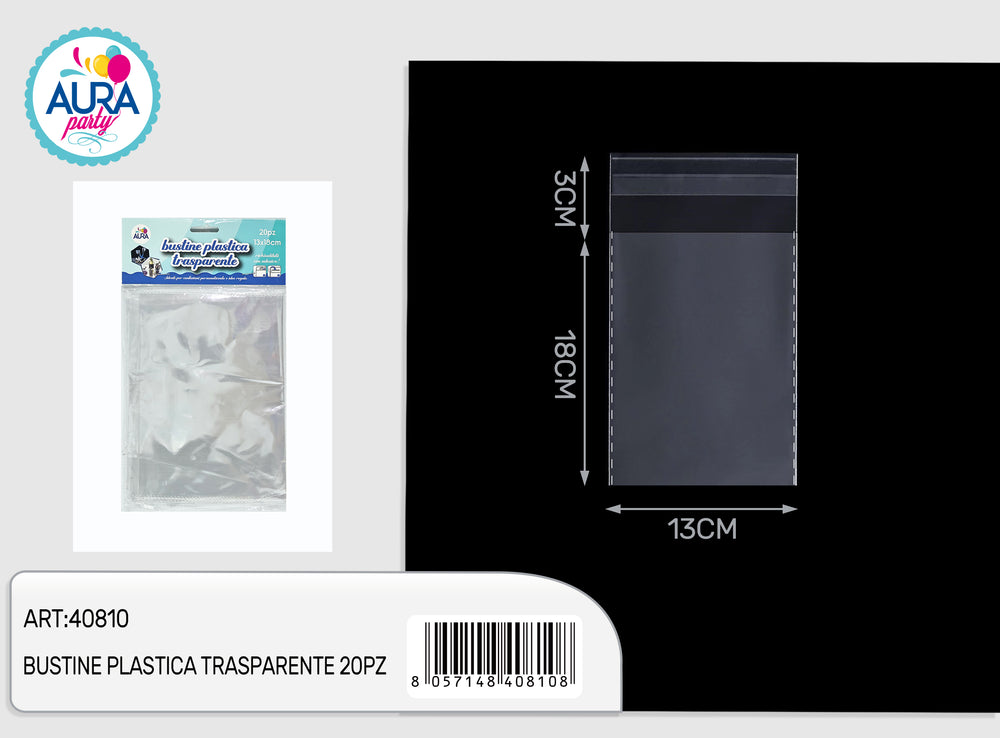 Bustine plastica trasparente 10pz 13x18cm