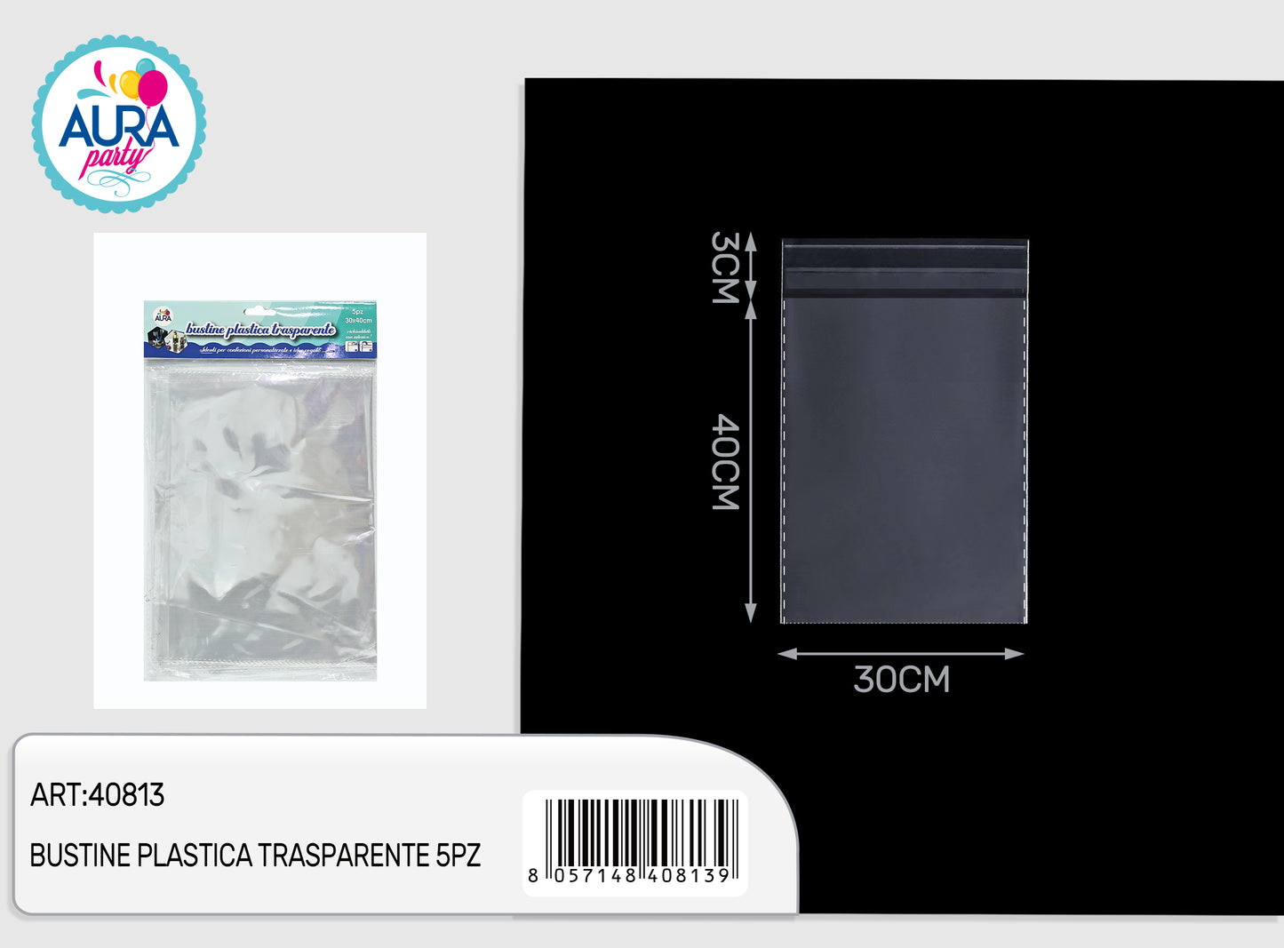 Bustine plastica trasparente 10pz 30x40cm