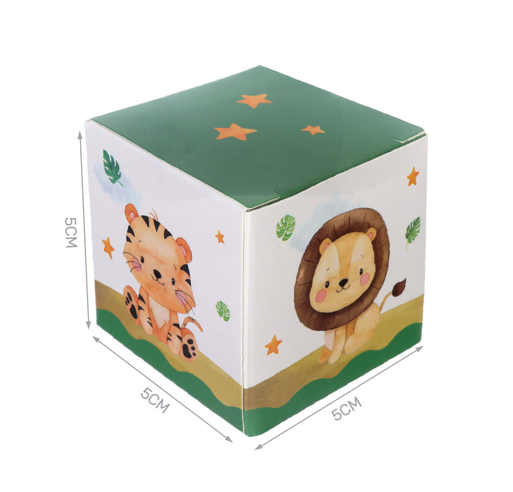 Set of Party Jungle cube boxes 5x5x5cm 4pcs