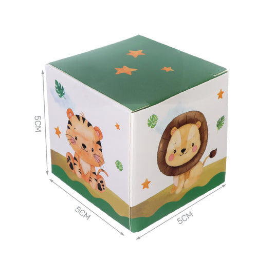 Set of Party Jungle cube boxes 5x5x5cm 4pcs