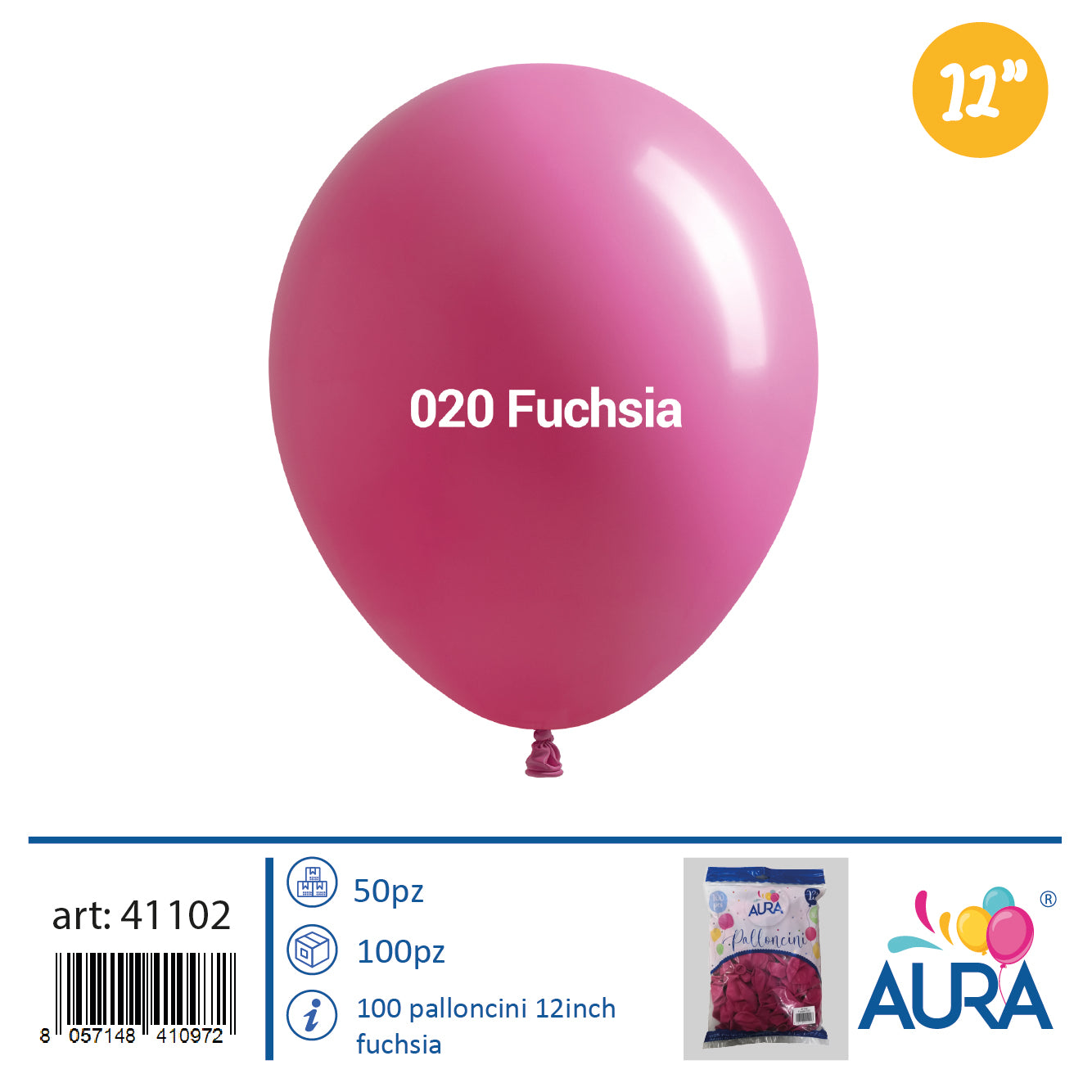Palloncini 12 inch fucsia 100pz