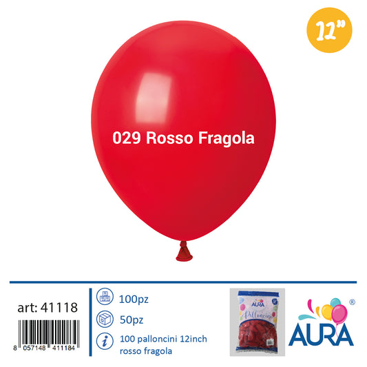 Palloncini in Lattice Pastello Rosso Fragola 12 pollici (30 cm) – Aura