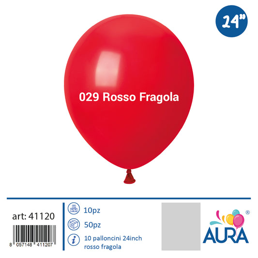 Palloncini in Lattice Pastello Rosso Fragola 24 pollici (61 cm) – Aura