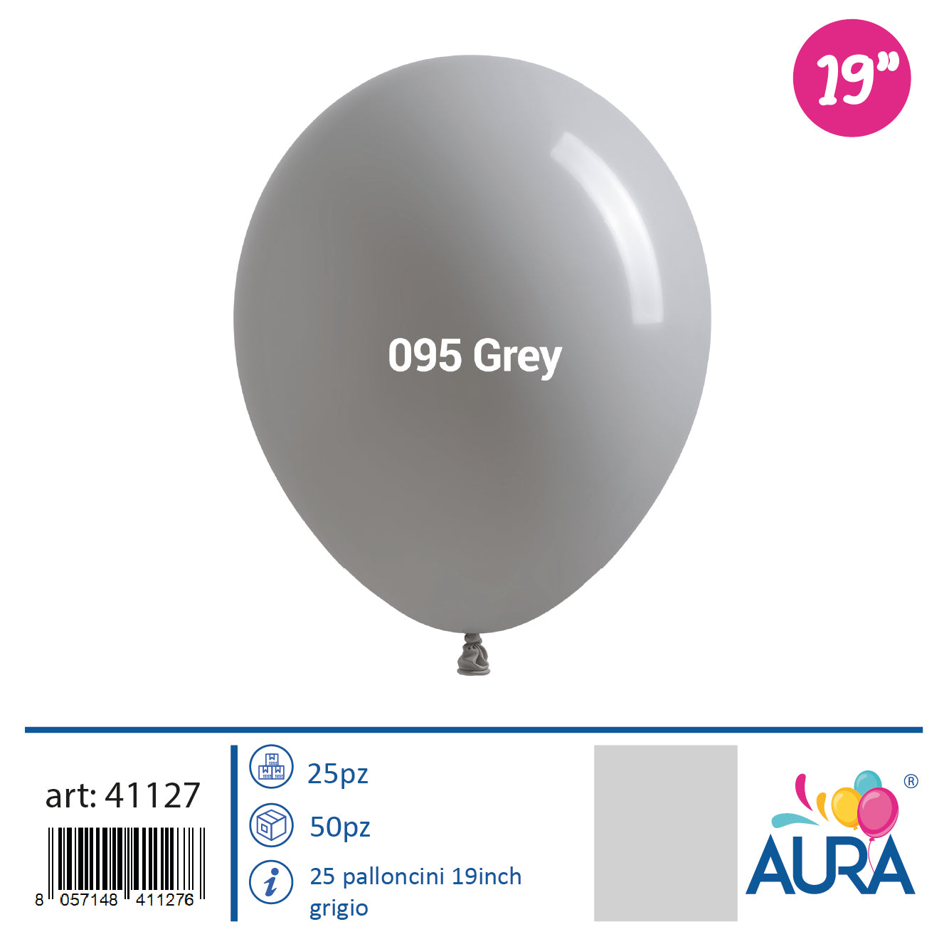 Palloncini 19 inch grigio 25pz