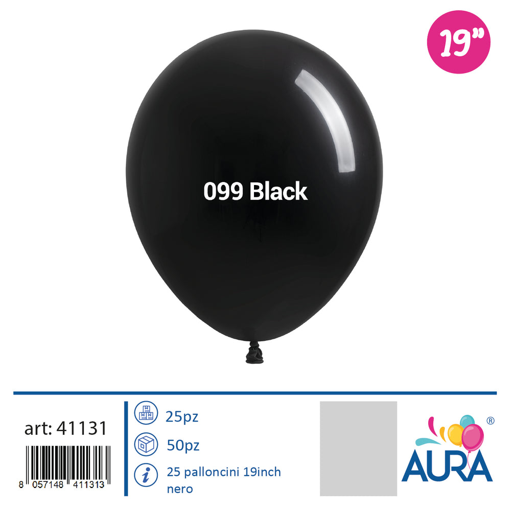 Palloncini in Lattice Pastello Nero 19" (48 cm) – Aura, 25 pz