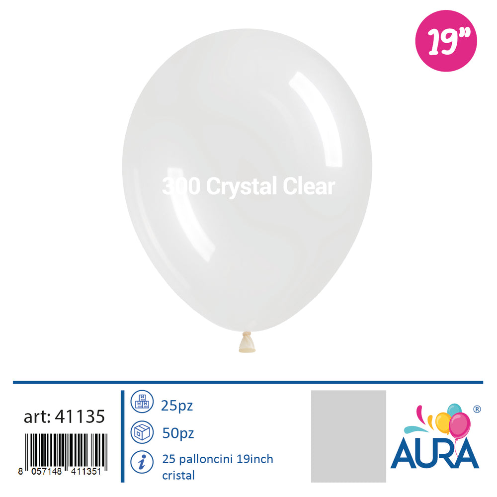 Palloncini in Lattice Pastello Crystal (trasparente) 19" (48 cm) – Aura, 25 pz