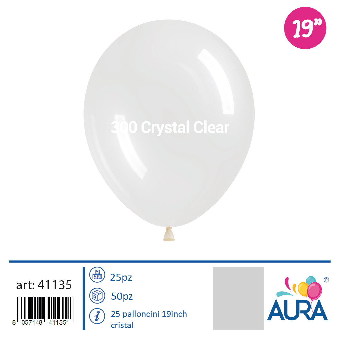 Palloncini 19 inch crystal 25pz