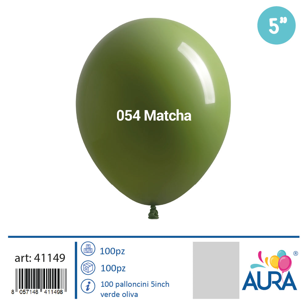 Palloncini in Lattice Pastello Verde Oliva 5" (13 cm) – Aura, 100 pz