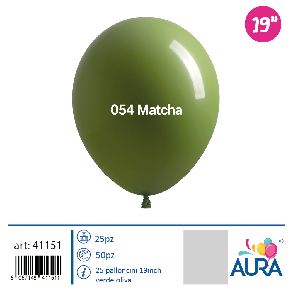 Palloncini in Lattice Pastello Verde Oliva 19" (48 cm) – Aura, 25 pz