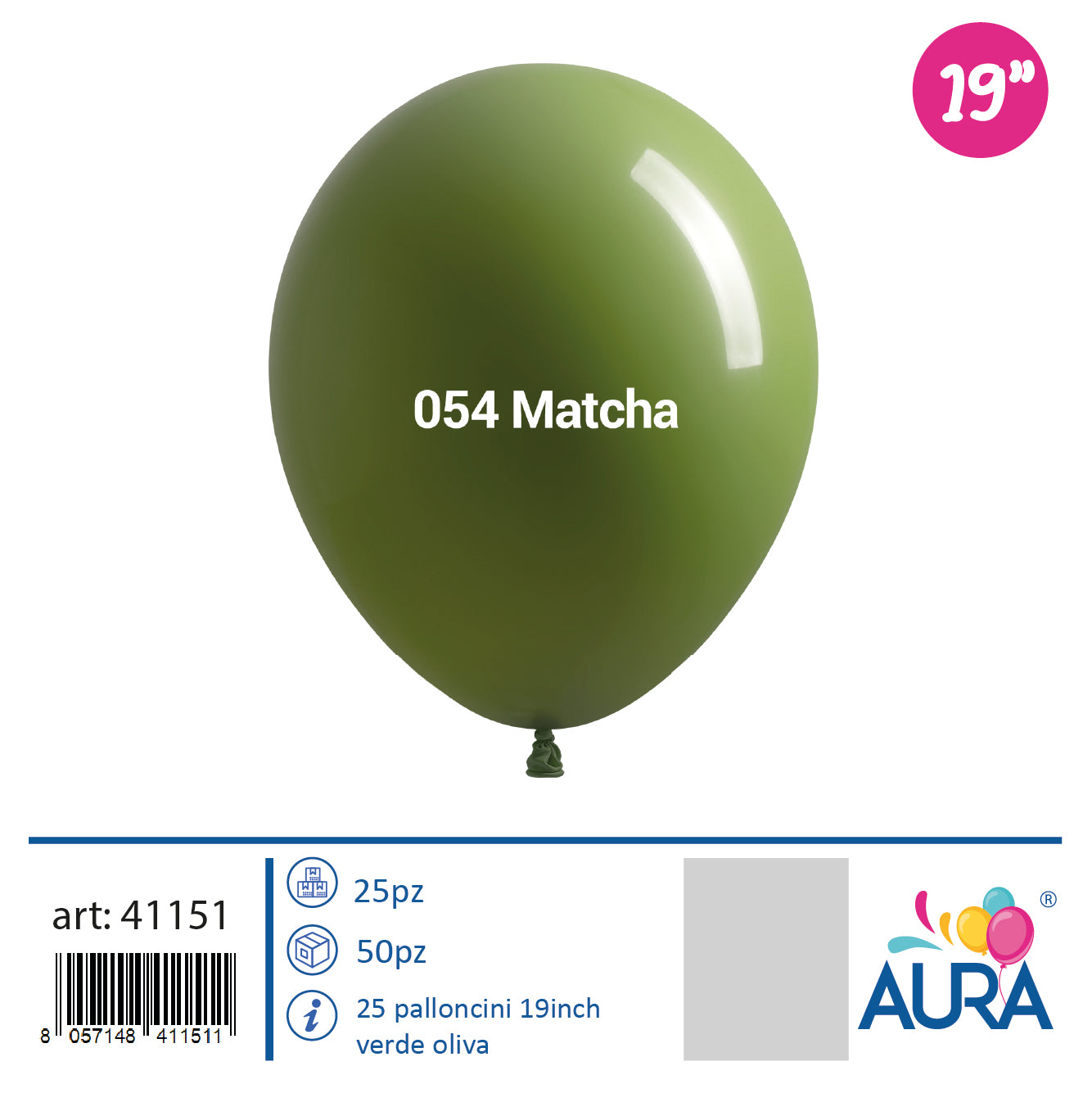 Palloncini 19 inch verde oliva 25pz