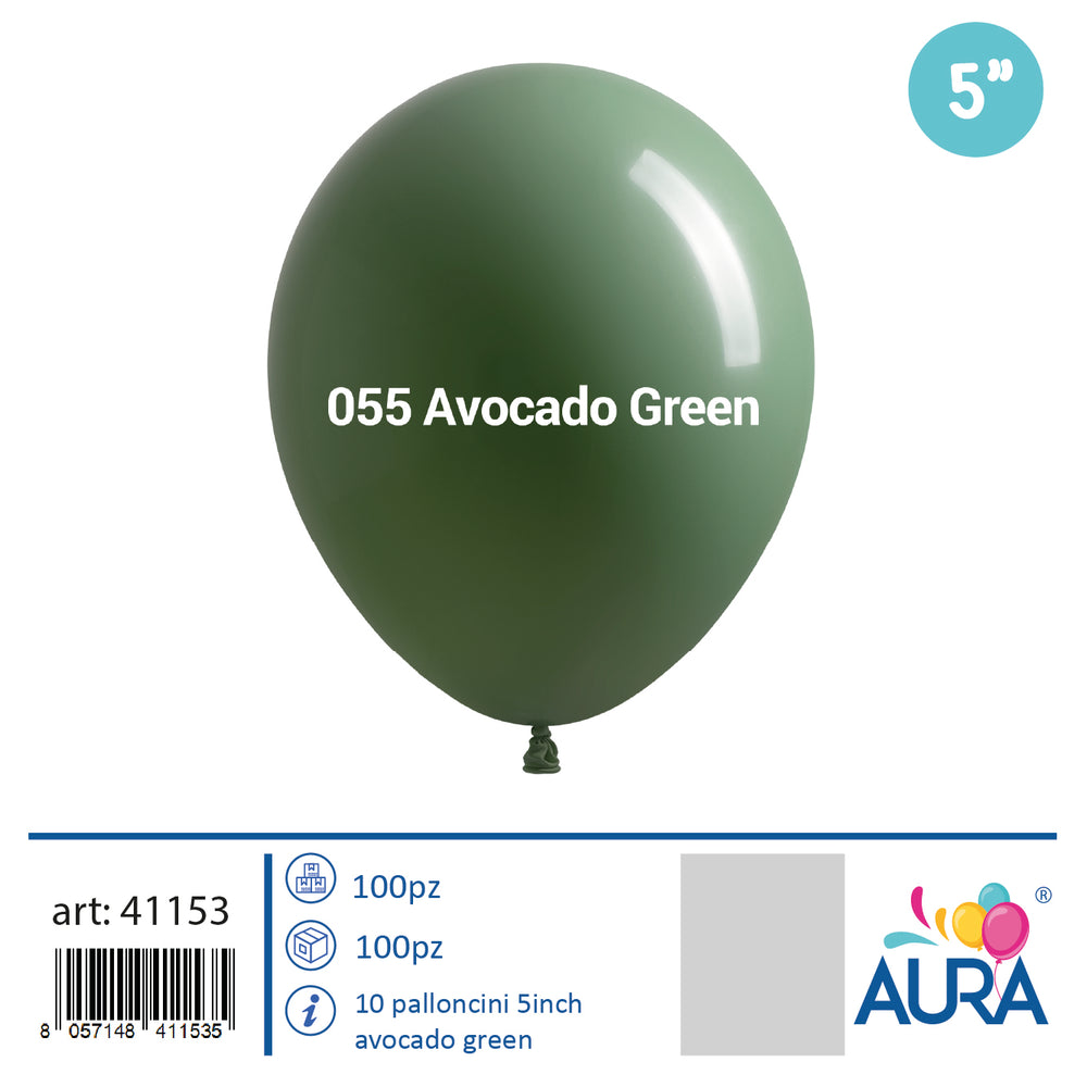 Palloncini in Lattice Pastello Verde Avocado 5" (13 cm) – Aura, 100 pz