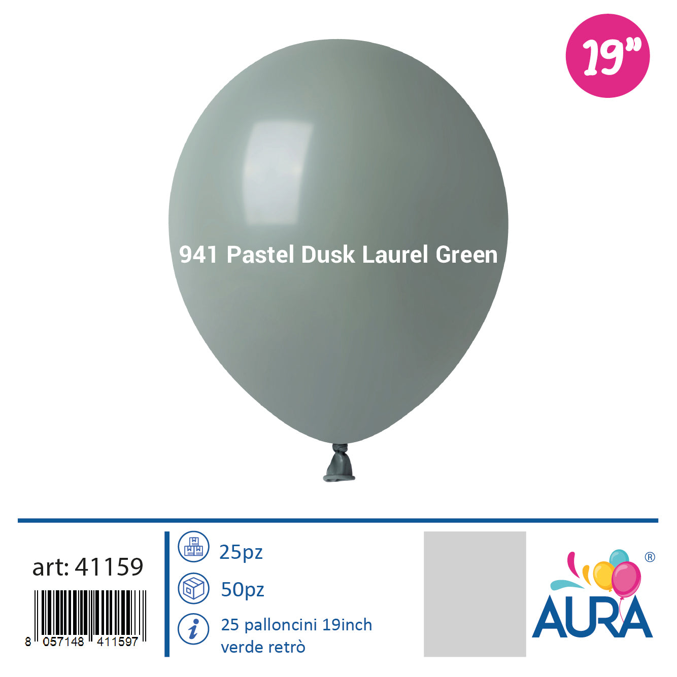 Palloncini 19 inch verde retroinch 25pz