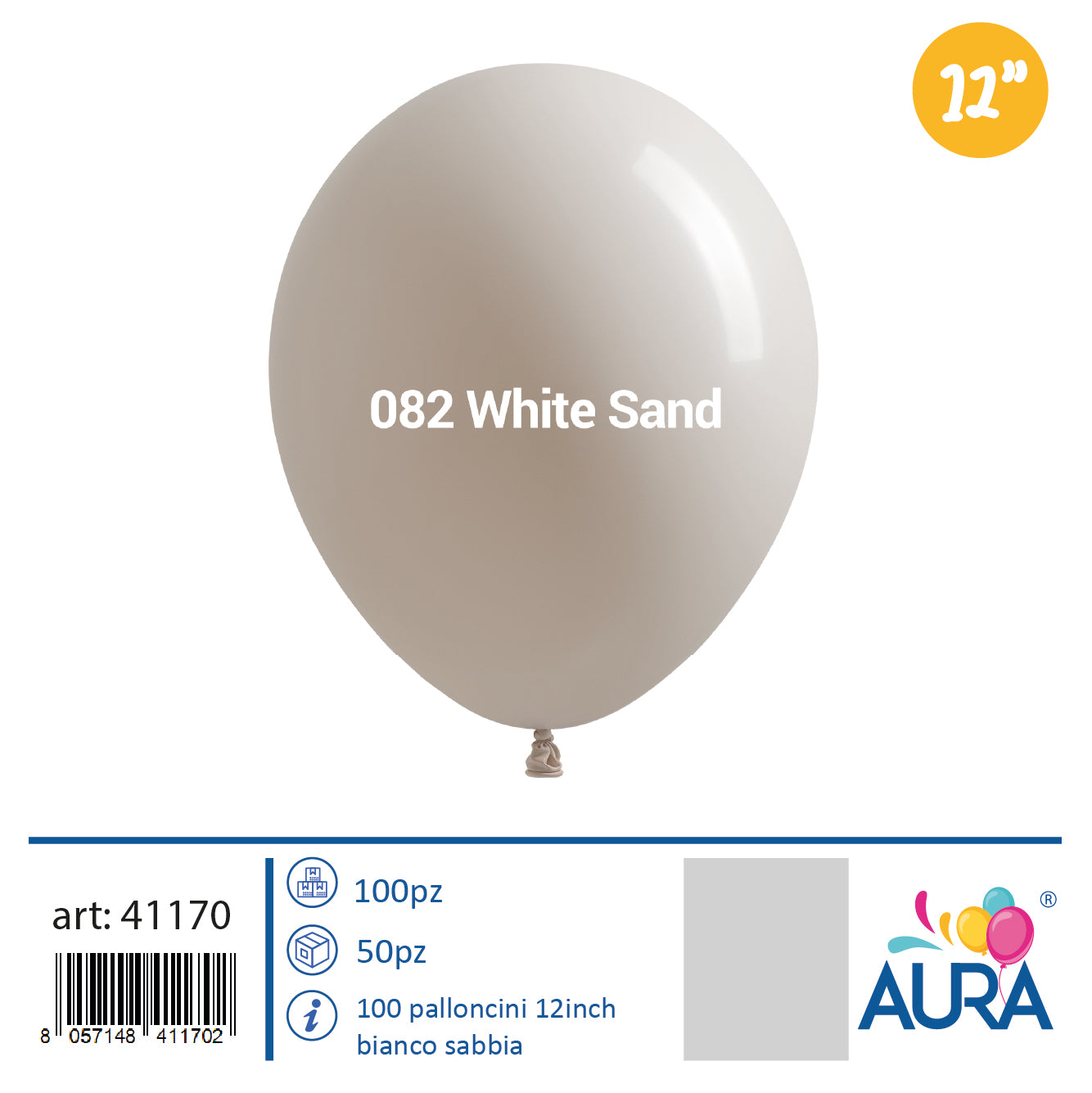 Palloncini 12 inch bianco sabbia 100pz