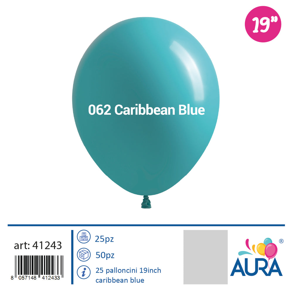 19 inch Caribbean Blue Balloons 25pcs